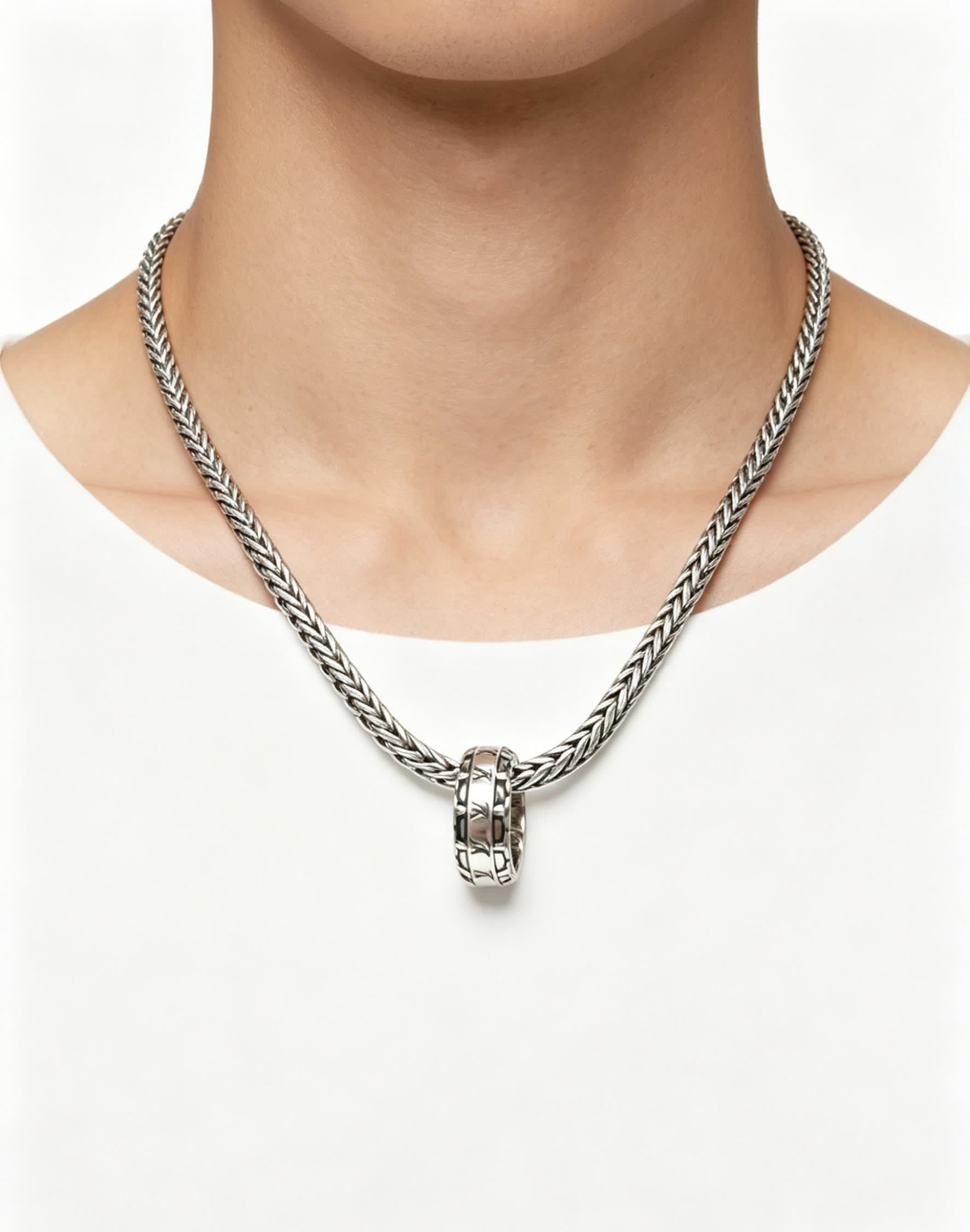Louis Vuitton Silver Chain Necklace with Beaded Clasp